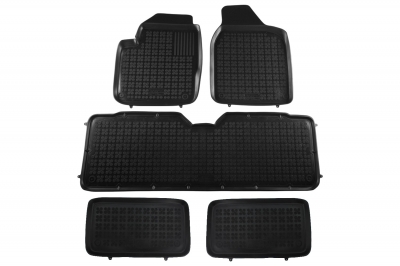 Covorase Presuri Auto Negru din Cauciuc pentru Ford GALAXY I (1995-2006) Seat Alhambra I (1996-2010) VW Sharan I (1995-2010) versiune 7 pasageri